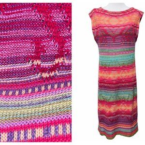 Lauren Ralph Lauren Womens Size L? Rainbow Indian Tribal Knit Sweater Midi Dress